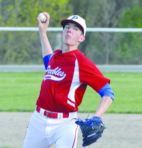 Right hander Blake Stivers was the winning pitcher in the Peebles 8-1 win over North Adams, striking out 10 hitters along the way. Photo by Mark Carpenter