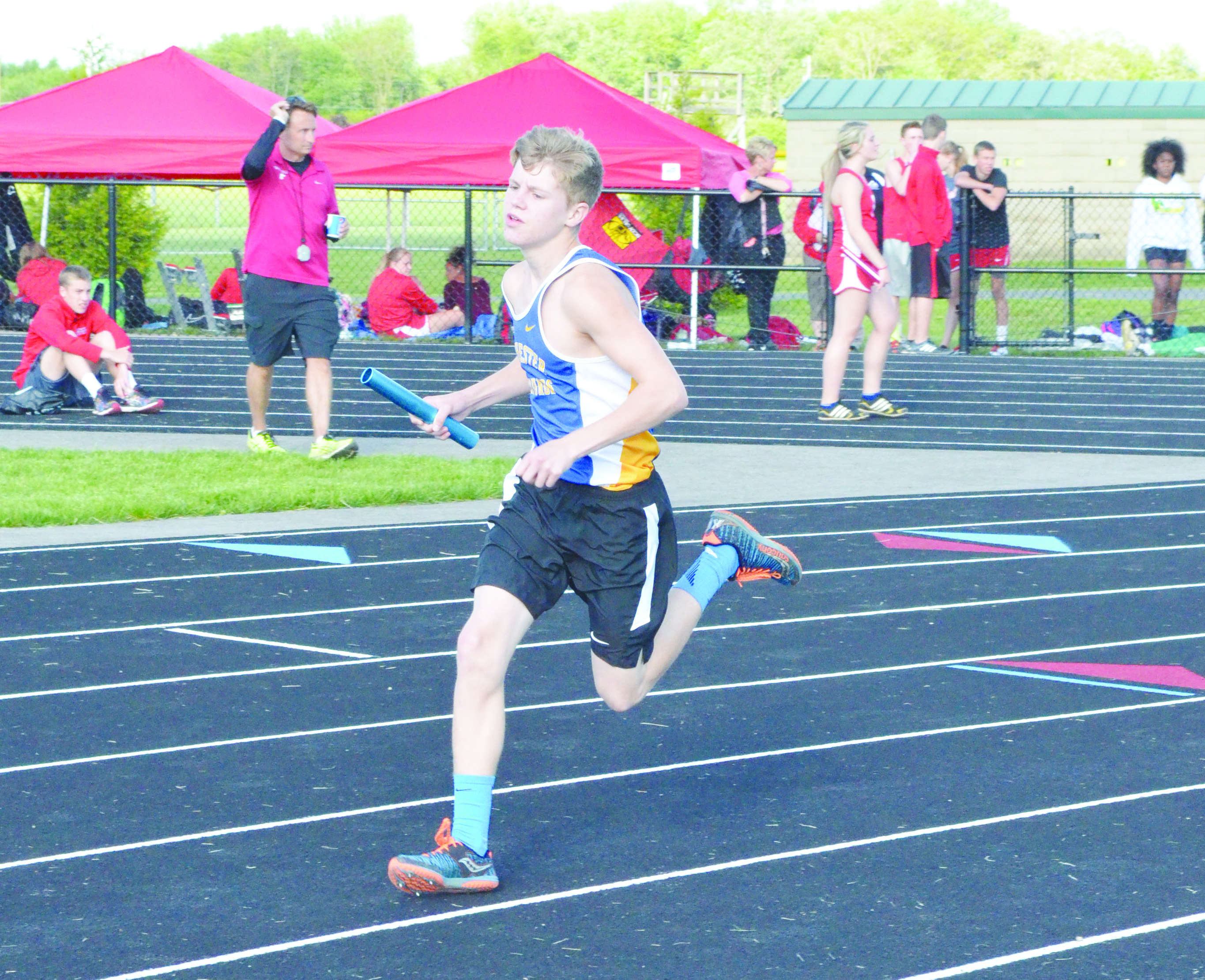 Manchester sophomore Ethan Pennywitt placed third in the Boys 3200 Meter Run and was part of the Greyhounds’ 4 x 800 relay foursome that placed second in competition at the 2016 SHAC meet. Photo by Wade Linville.
