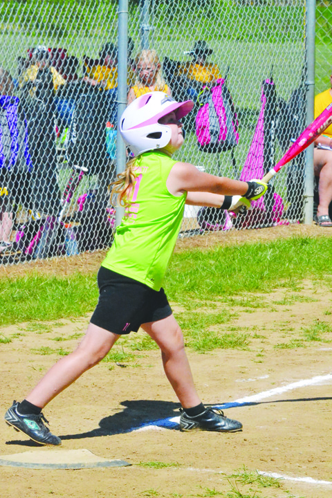 West Union catcher Madison White fires a throw towards first base in action from last weekend's Sub-D softball championship game played at Ripley High School.