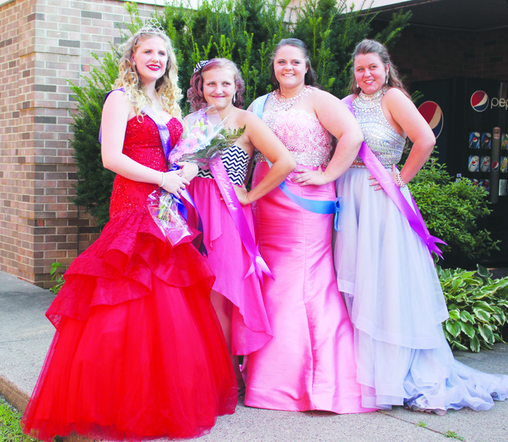 Royalty was crowned last Thursday night for the 2016 Manchester River Days celebration. From left, 2016 River Days Queen Gabi Lainhart, First Runner-Up Kayle Thomas, Second Runner-Up Miranda Schiltz, and Third Runner-Up Miranda Jackson. Photo by Patricia Beech