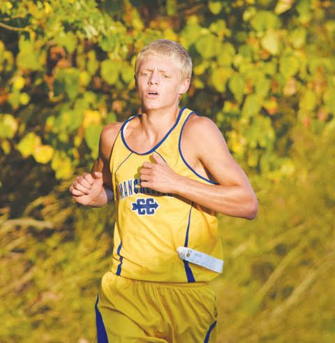 Manchester junior Jamie Combs placed second behind teammate Ethan Pennywitt in the high school boys race at the Oct. 4 West Union Invitational. Combs finished the race with a time of 18:34.