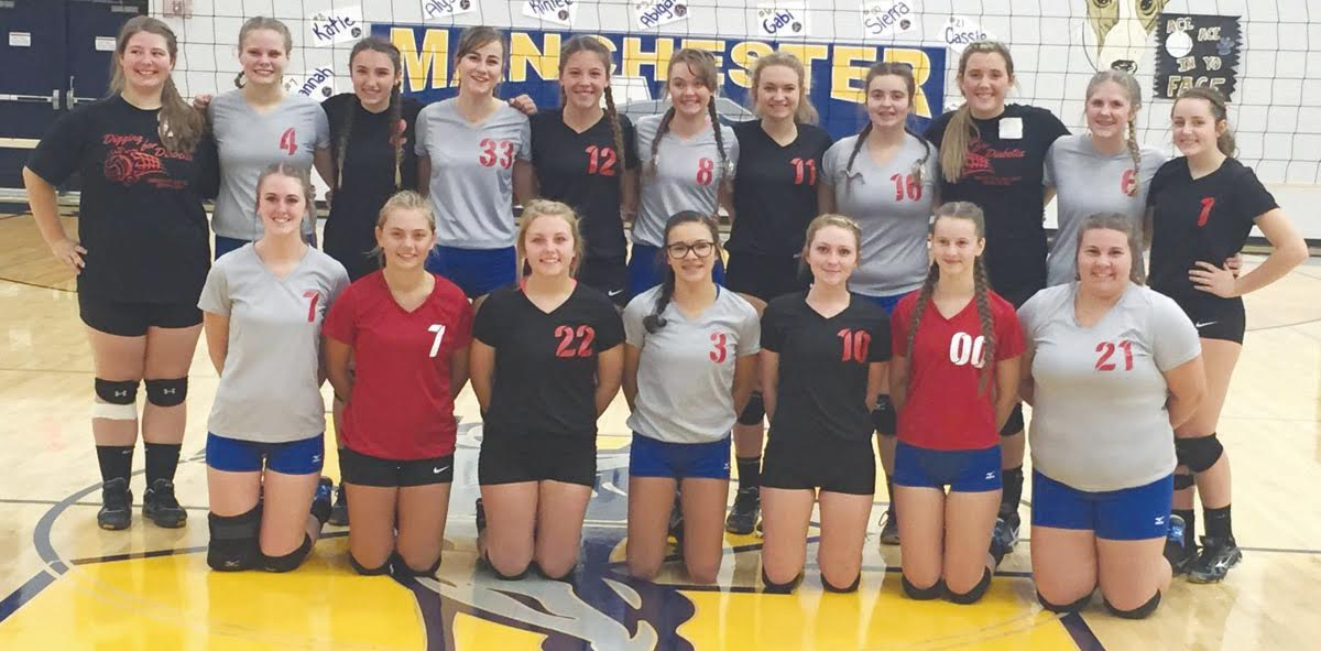 The combined forces of the varsity volleyball teams from Manchester and West Union High Schools accomplished two goals on Wednesday night, they put on a very entertaining five-set match for the fans and raised money for diabetic students at Manchester Elementary as part of their “Digging For Diabetes” event.