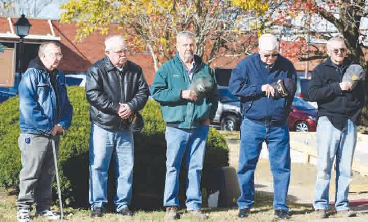 These five Vietnam veterans from Adams County were the honored guests at the DAR’s ceremonies Monday commemorating the 50th anniversary of the Vietnam War. From left, Joe Rostine, Lawrence Young, Marty Grooms, Bill Conn, and Robert Lewis.