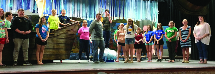 Cast members of “The Little Mermaid” are busy preparing for their opening performances next week at West Union High School. Photo by Jamie Puckett.
