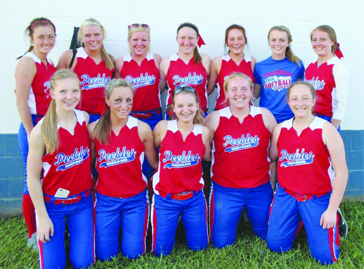 The Peebles Lady Indians finished the 2016 season with a record of 17-6 and were winners of the big school division of the SHAC and the Division IV sectional. Front row, from left, Josie Myers, Aubrey McFarland, Hayley Rolfe, McKenzie Swango, and Kylie Sims; Back row, from left, Sierra Stone, Jessica Sowards, Kaitlin Toller, Jerilin Toller, Johna Dunigan, Matti Nichols, and Madison Pierce.