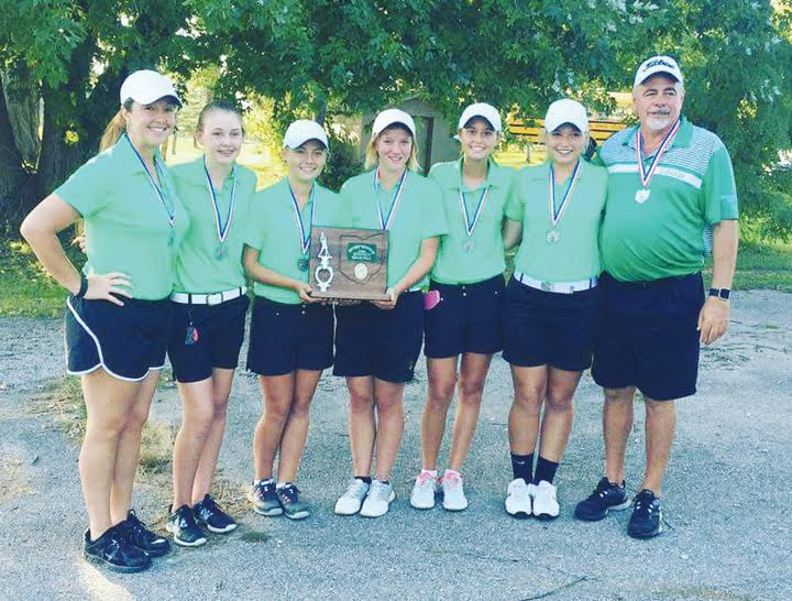 The West Union Lady Dragons concluded an outstanding 2016 season by placed second in the Division II District Tournament. Pictured, from left, Assistant Coach Arianna Bowles, Lindsey Daniel, Alex Clark, Mackenzie Smith, Lucy Kersey, DeAnna Caraway, and Head Coach Carl Schneider.