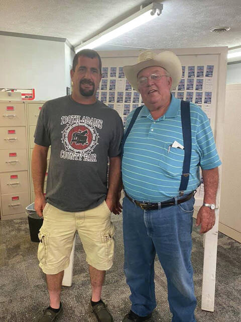127818112_web1_Phipps
2022 Outstanding Fair Supporter Corbett Phipps, right, is pictured here with Senior Fair Board President Jason Hesler.