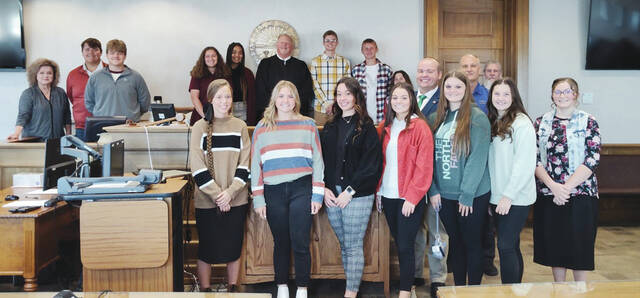 On October 5, the Manchester High School National Honor Society Students traveled to the Adams County Courthouse to partake in a first-hand experience of visiting the court system. (Photo provided)