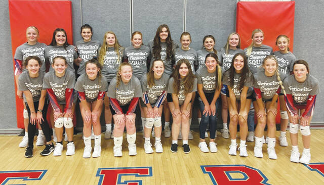 The Peebles Lady Indians volleyball team finished first in Division II (Small School) of the Southern Hills Athletic Conference with a conference record of 12-1. Front row, from left, Lily Trantow, Shaelin Trantow, Lainee Barr, MaRhea Unger, Amber Scott, Myah James, Rylee Barr, Ellie Stephens, Aiva Brumley and Aleah Purcell; Back row, from left, Ella Richards, Kennedy Dick, Angel Gray, Caydence Carroll, Abigail Smalley, Summer Bird, Ashlyn Abbott, Kaylee Acton, Darby Mills, Baylie Johnston and Kaelyn Musser.