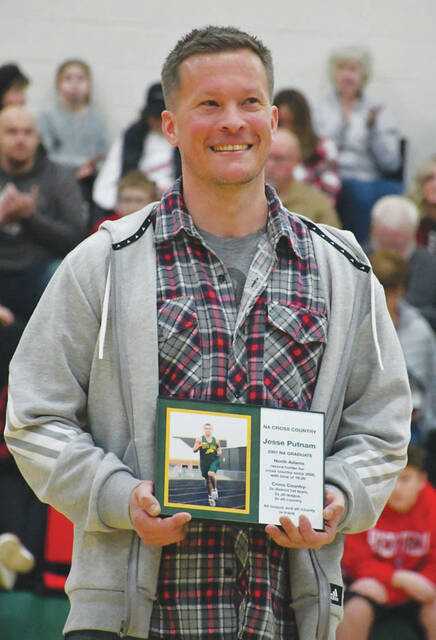 Jesse Putnam, a 2001 graduate of North Adams was inducted into the schools Athletic Hall of Fame for his outstanding cross-country and track careers. (Photo by Mark Carpenter)