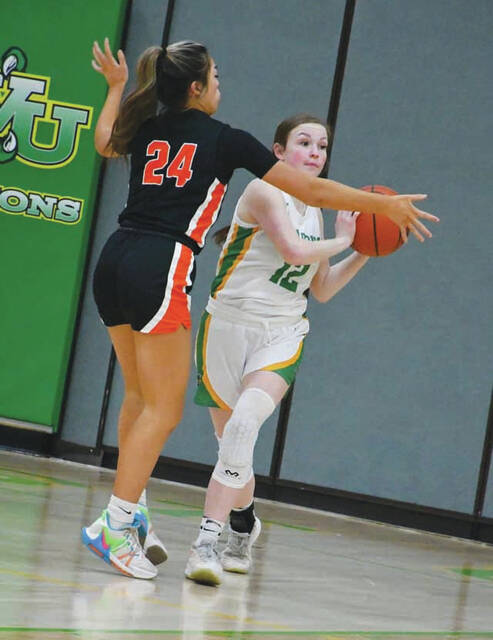 The sectional tournament loss to Ironton was the final high school game in the fine career of West Union senior Payton Stapleton (12). (Photo by Mark Carpenter)