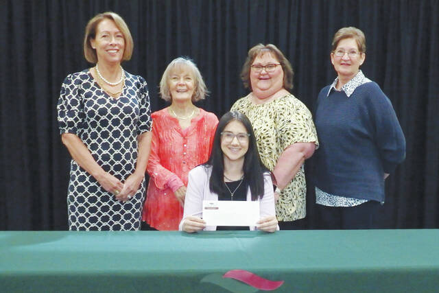From left, Sherry Stout, Executive Director of the Adams County Medical Foundation (ACMF); Joyce Porter, Scholarship Committee Chair; Megan Black, Ashley Scholarship recipient; Tami Graham, ACMF Board Chair; and Sharon Ashley. (Photo provided)