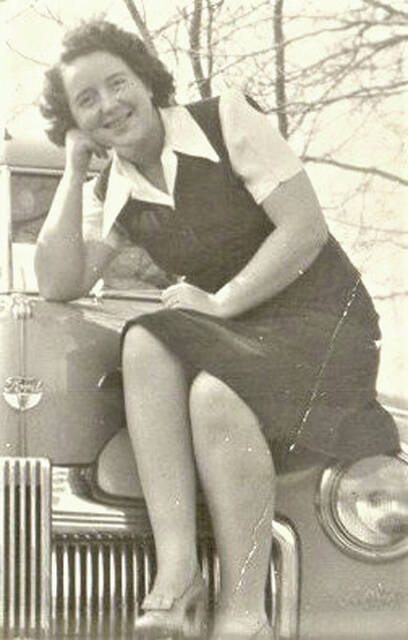 Pictured is Mom (Catherine (White) Glasgow)in 1944 posing for Dad (her husband, Paul C. Glasgow) who was in service in Germany during World War II.