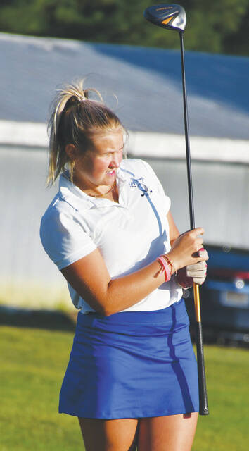 Manchester senior Jenna Campbell and the rest of the Lady Hounds placed third overall as a team in the Division II sectionals advancing into this weeks district competition. (Photo by Mark Carpenter)