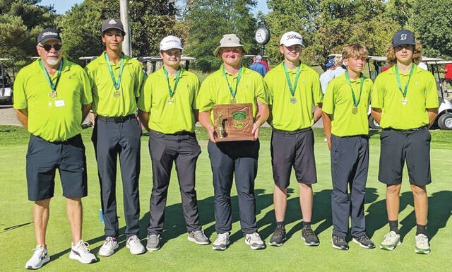 Coach Carl Schneider and his West Union Dragons boys golf team will be competing in the OHSAA state Tournament this weekend in Columbus. (Photo by Kevin Cooper)