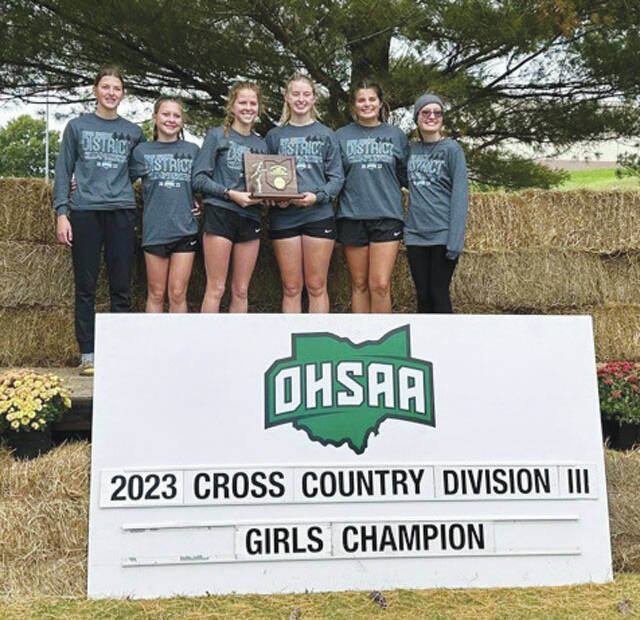 The West Union girls cross-country team will be making their seventh consecutive trip to the regionals, this time as a Division III district champion, the first time in school history. (Photo provided)