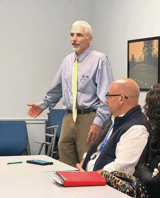 Adams County Prosecutors Office Chief Investigator Kenny Dick explains the Handle With Care Program and his role as Co-Coordinator. (Photo by Sherry Larson)