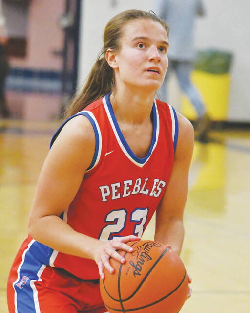 130314693_web1_PaytonJohnson
A triple-double by Payton Johnson led the Peebles Lady Indians to a 57-28 win over Mason County at the Eastern Brown Winter Hoops Classic. (Photo by Mark Carpenter)
