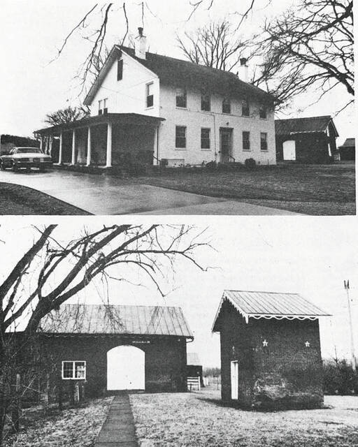 130474458_web1_Archives3-27-24
Shown is a contemporary view of the big brick and frame home at Sharon and a view of the propertys smoke house and barn which were built prior to the Civil War by Dr. Thomas M. Moore.