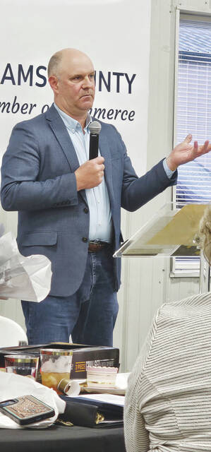 130534238_web1_Baldridge
Ohio Department of Agriculture Director Brian Baldridge was one of the featured speakers at the Adams County Chamber of Commerce Awards Banquet on April 12. (Photo by Mark Carpenter)