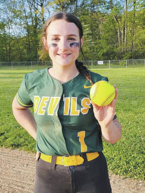 130557451_web1_EvansHR
A home run by Paige Evans helped lead the North Adams Lady Devils to a 7-6 win over Ripley on April 22. Evans is now hitting .400 for the season as the North Adams girls topped their win total from 2023. (Photo provided)