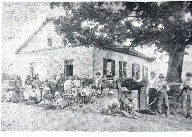 Shown is a circa 1900 photograph of the old Union Church as photographed by Lizzie Treber.