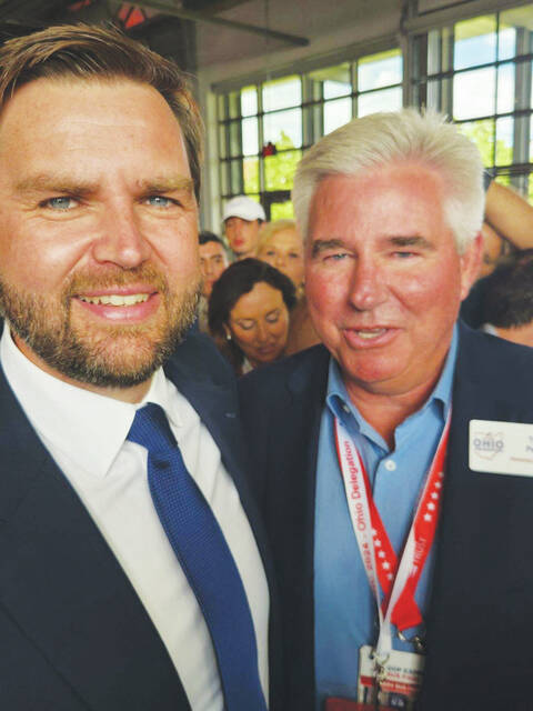 130791434_web1_Pell-Vance
Republican Vice President Candidate J.D. Vance and Adams County Republican Party Chair Ty Pell at the recent Republican National Convention in Milwaukee. (Photo provided)