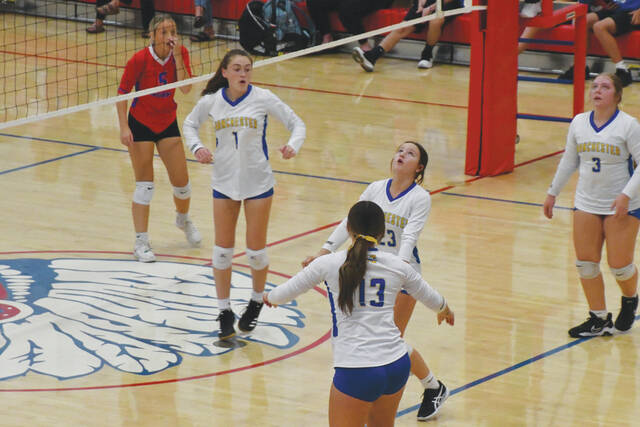 130949916_web1_MHS-Volleyball
Last week was a big one for the Manchester Lady Greyhounds, who won four matches in a row, their first four wins of the season. (Photo by Mark Carpenter)