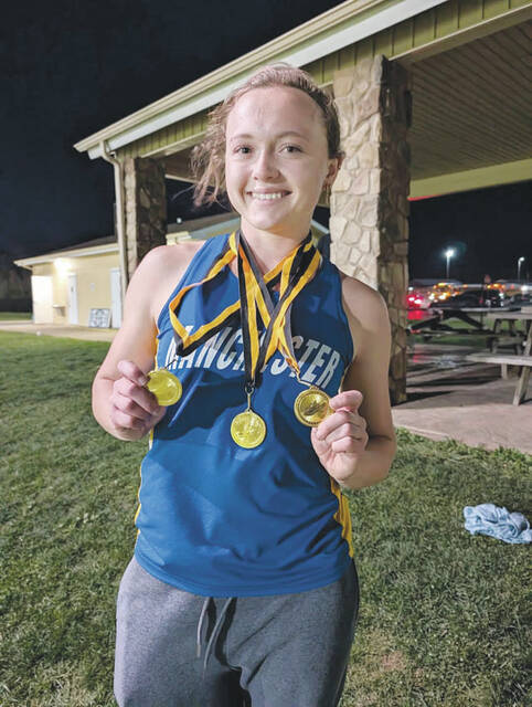 131423434_web1_Dunn
Manchester senior sprinter Madison Dunn is now the school record holder in the 100 meter, 200 meter and 400 meter dashes after breaking all three records in last weeks Vern Hawkins Invitational in Georgetown. (Photo provided)