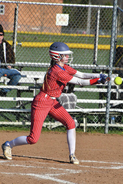 131440082_web1_Carroll
Peebles freshman Amryn Carroll lays down a bunt during the lady Indians 7-1 home win over West Union on April 8. (Photo by Mark Carpenter)