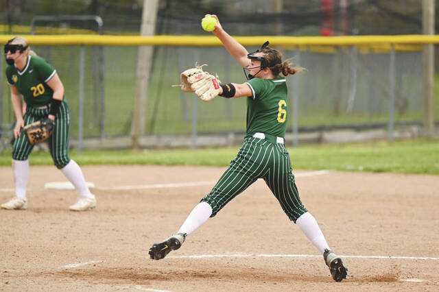 131454823_web1_Garrison
A workhorse in the center circle, North Adams pitcher Carlee Garrison tossed three complete games in three days and picked up three wins as the Lady Devils enjoyed a perfect week. (Photo by Tim Daulton)