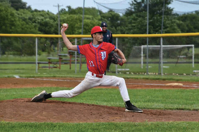 131534947_web1_Shoemaker
Peebles senior Bradley Shoemaker delivers a pitch to the plate during action from the Indians district quarterfinal contest at Eastern Brown on May 22. (Photo by Mark Carpenter) to the plate