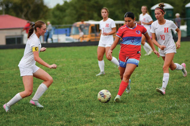 131849881_web1_Alonso
Peebles junior Kyndal Alonso, center, scored goals in each of the final two regular season games for the Lady Indians, who finished at 8-7-2. (Photo courtesy of Trantow Productions)