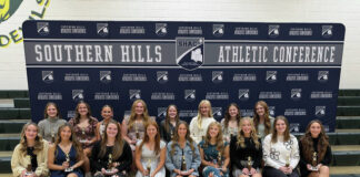 
			
				                                The Southern Hills Athletic Conference 2025 All-SHAC Girls Soccer Team. Front row, from left: Aubrey Barber, Fayetteville; Aiva Brumley, Peebles; Lilly Carlier, Fayetteville; Caitlyn Collins, Lynchburg-Clay; Makena Corbin, Eastern; Kensley Cornette, North Adams; Autumn Fahrian, Eastern; Lily Ferguson, Lynchburg-Clay; Callie Fultz, Ripley; Carlee Garrison, North Adams; Back row, from left: Vivian Grimes, Eastern; Vivian Henninger, Fairfield; Ava Hooper, Fairfield; Meri Jackson, Fairfield; Jada Kassner, Fayetteville; Lily Layne, Lynchburg-Clay; Landry Teeters, Fairfield; and Autumn Waddel, Fayetteville. Not pictured is Abi Taylor, Ripley. (Photo courtesy of the Southern Hills Athletic Conference)
 
			
		