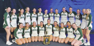 
			
				                                The North Adams High School cheerleading squad recently placed sixth in the nation in the national competitions in Orlando, fForida. Front row, from left, Hannah Hesler, Julia Wagner, Carlee Garrison, Mia Scales, Karisah Hamm, Kensley Cornette, Bentley Schweickart, Emma Jones and Kensley Mathias; Back row, from left, Lilly Achor, Esmee Grooms, Denali Pence, Aubrey Gill, Cara Scales, Layna Pistole, Abbie Fields, Riley Kirker, Brooklyn Mahan, Myla Wolke, Kynsleigh McCleese, Kylee Moore, Addison Ormes and Kinsley Fogle. (Photo by Danielle Jodrey)
 
			
		