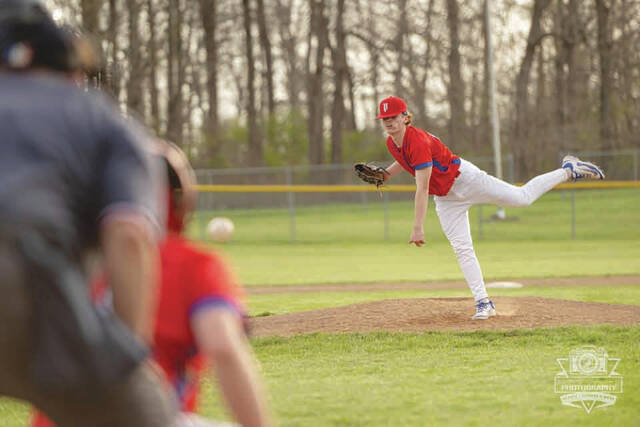 Peebles freshman southpaw Braylen Stephens delivers a pitch to the plate during the Indians 11-3 win over Eastern Brown on March 31. Stephens went six innings and struck out eight to get the win. (Photo by Andy Baucom)