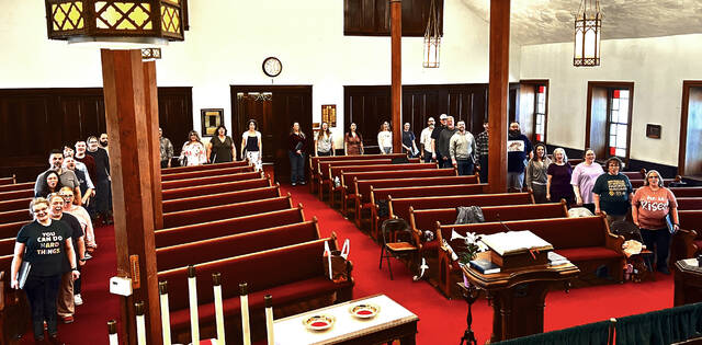 Members of Voices of Appalachia rehearse at West Union First Presbyterian Church ahead of their upcoming I Will Rise concert, set for April 11 and 12. (Photo submitted by Brandon Stroup)