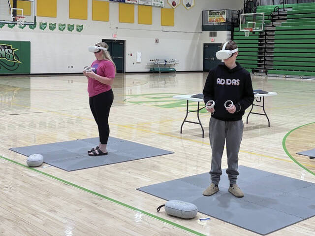 On April 8, students in Ms. Butlers Careers classes at West Union High School participated in a virtual reality (VR) career exploration demonstration hosted by the OhioMeansJobs Adams & Brown County office. (Photo provided)