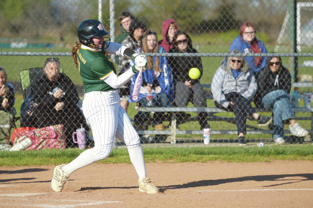 Through 12 games, North Adams freshman Chloe Armstrong was hitting .500 with three homers, leading the Lady Devils to a 9-3 record. (Photo by Tim Daulton)