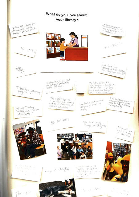 Community members share what they love about the Adams County Public Library on a display board as part of National Library Week, highlighting the impact of library programs, services and staff across the county. (Submitted photo)