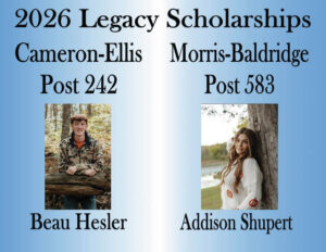 Cameron-Ellis Post 242, Morris-Baldridge Post 583 Legacy Scholarship recipients announced
