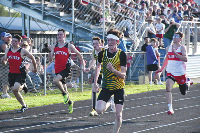 The 2026 SHAC Runner of the Year is again North Adams senior Beau Helser, who was the individual champion of four separate events at the May 12 conference meet in Manchester. (Photo by Mark Carpenter)