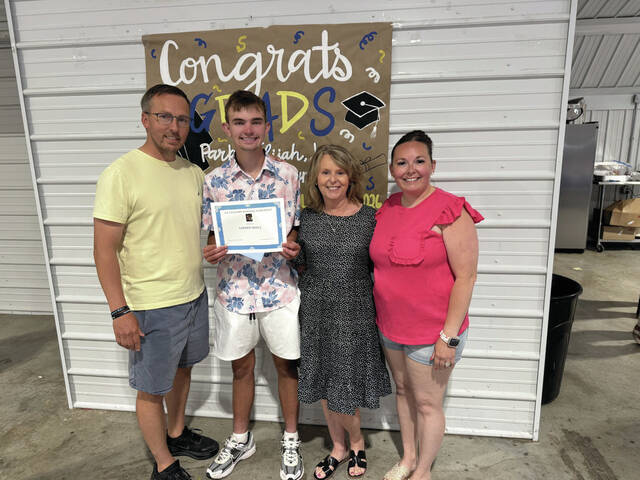 From left, Aaron Lockhart, Landen Doyle (Scholarship Recipient), Jenny Lockhart and Kara Kingsolver.