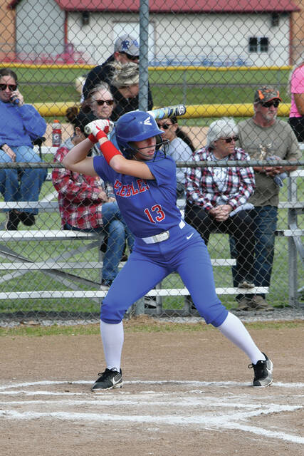 Peebes sophomore Katie Myers hit .397 for the spring, 23 for 58 with six extra-base hits and 17 runs batted in. (Photo by Mark Carpenter)