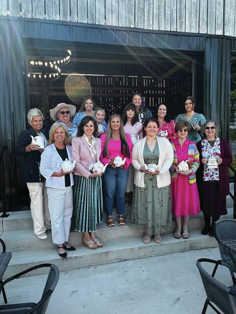 A group of women gathering at CelebraTea held at the Captains Quarters on the Ohio River. (Photo provided)