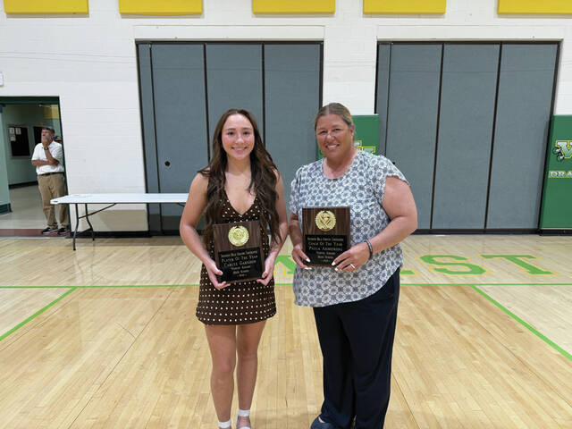 Pictured above are 2026 SHAC Softball Player of the Year Carlee Garrison and Coach of the Year Paula Armstrong, both from North Adams High School. (Photo courtesy of the Southern Hills Athletic Conference)