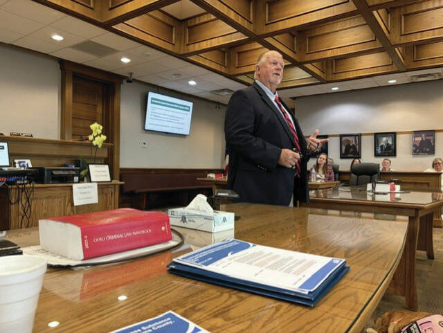 The Honorable Judge Brett Spencer addresses the visiting teams in the recent Peer Exchange program. (Photo provided)