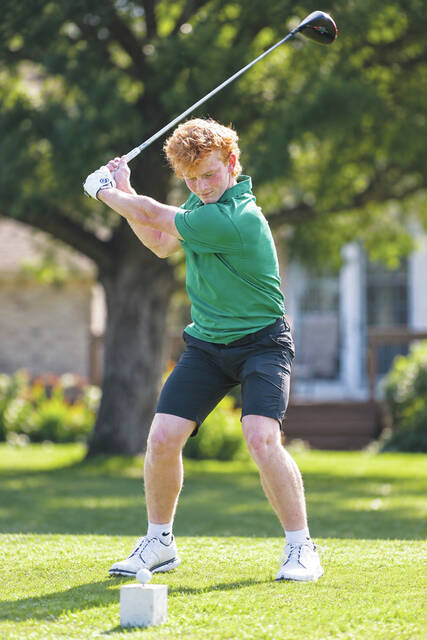With a sixth place finish in the Division II sectional tournament, West Union junior Samuel Griffis helped led the Dragons to another berth in the district tournament. (Photo by Mark Carpenter)
